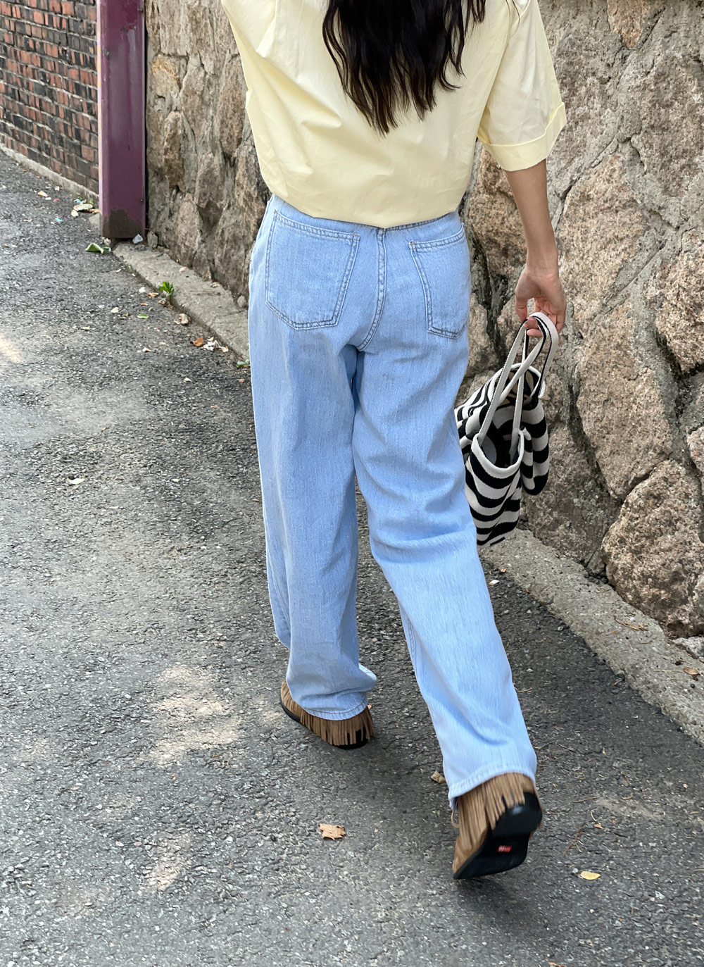 ワイドライトブルーデニムパンツ | レディースファッション通販