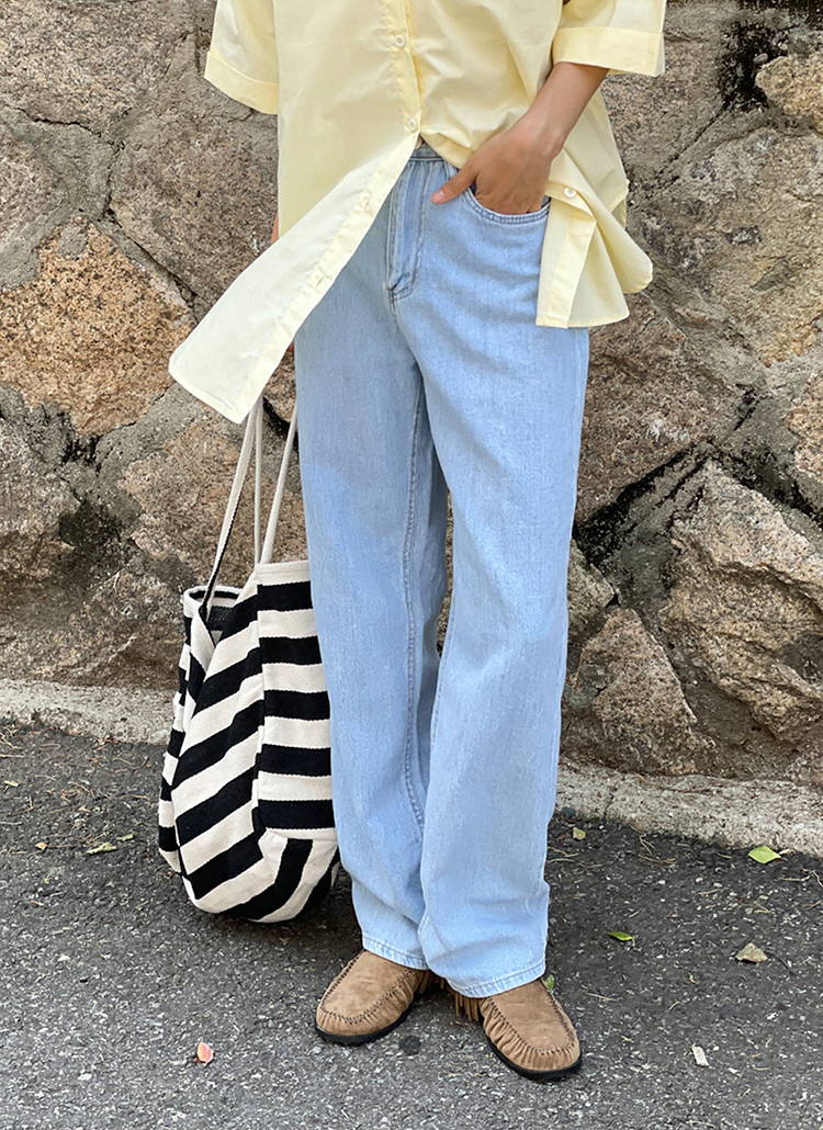 HARI ワイドレッグデニム ライトブルー H&M ワイドレッグ デニム ジーンズ ライトブルー40 カジュアル