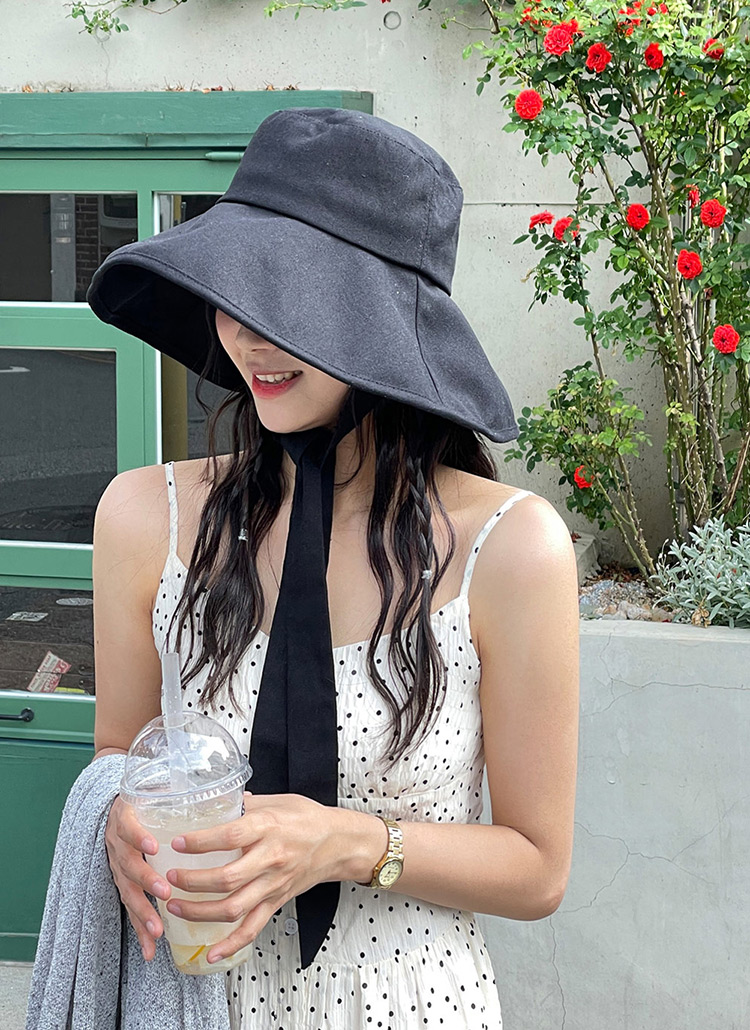 リネン混リボンワイドブリムハット | レディースファッション通販 - DHOLIC