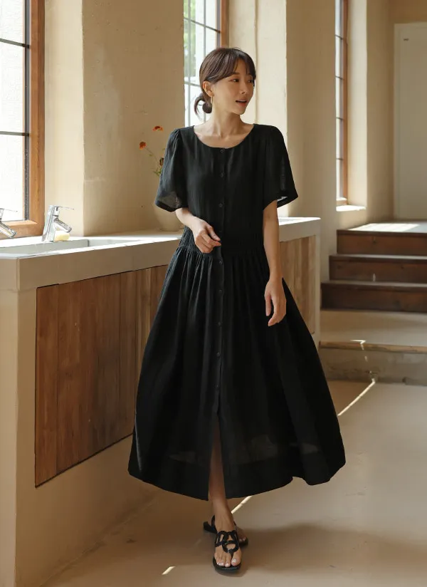 リネンフロントボタンワンピース | レディースファッション通販 - DHOLIC 