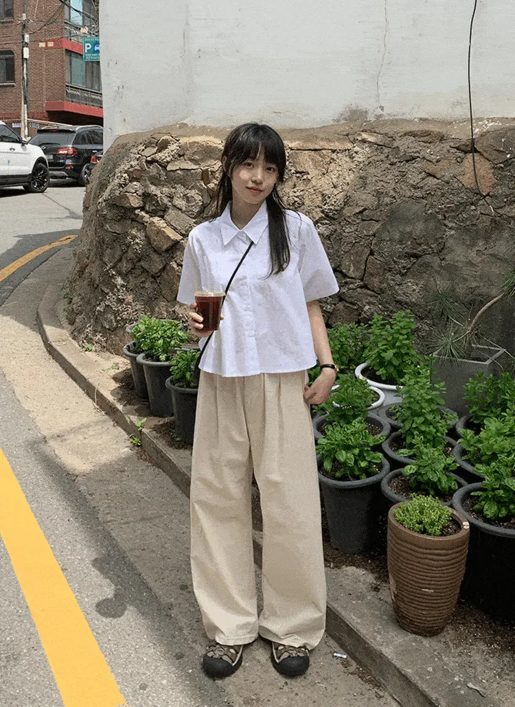 リネン混ワイドシルエットパンツ | baon | 詳細画像1