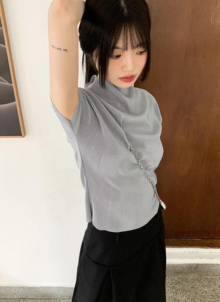 プリーツハーフネックフレンチTシャツ | WONDERWONDER | 詳細画像1