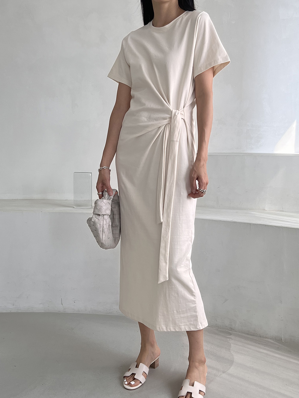 ウエストタイ半袖Tシャツワンピース | レディースファッション通販  