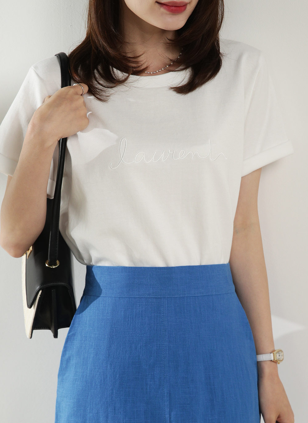テンセル混刺繍半袖Tシャツ | DHOLIC | 詳細画像14