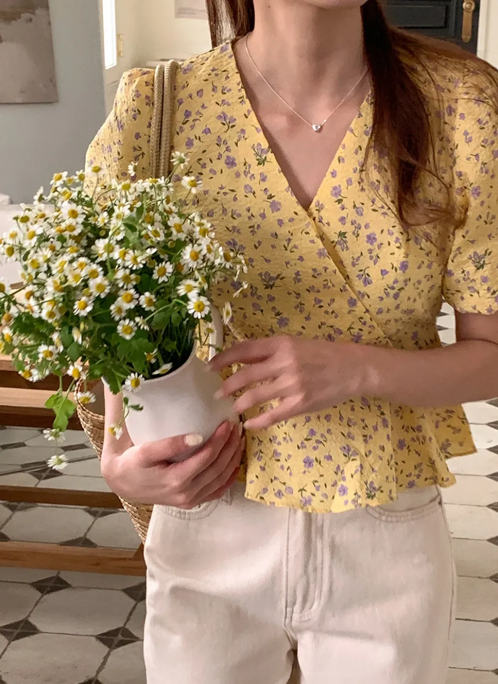 花柄カシュクールペプラムブラウス | レディースファッション通販 - DHOLIC