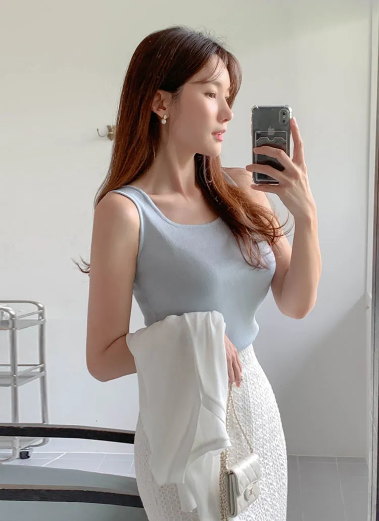 スクエアネックニットノースリーブ | レディースファッション通販 - DHOLIC 