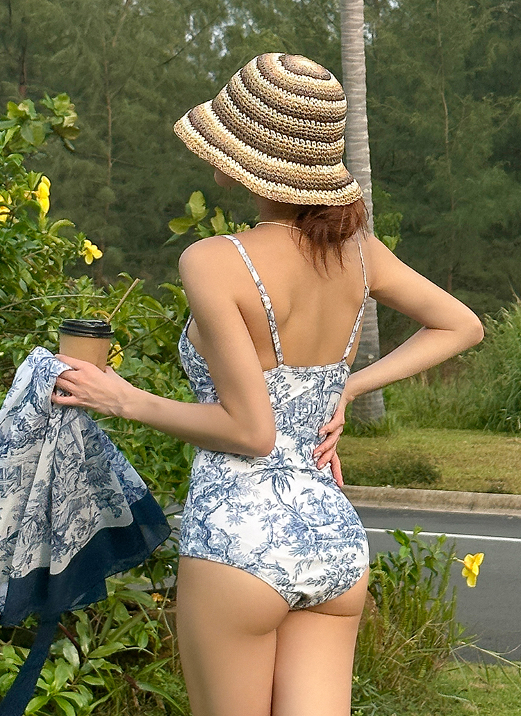 Dior ビキニ　トワルドジュイ柄　M トワルドジュイ柄 ショルダーリボンビキニ 2点セット（水着