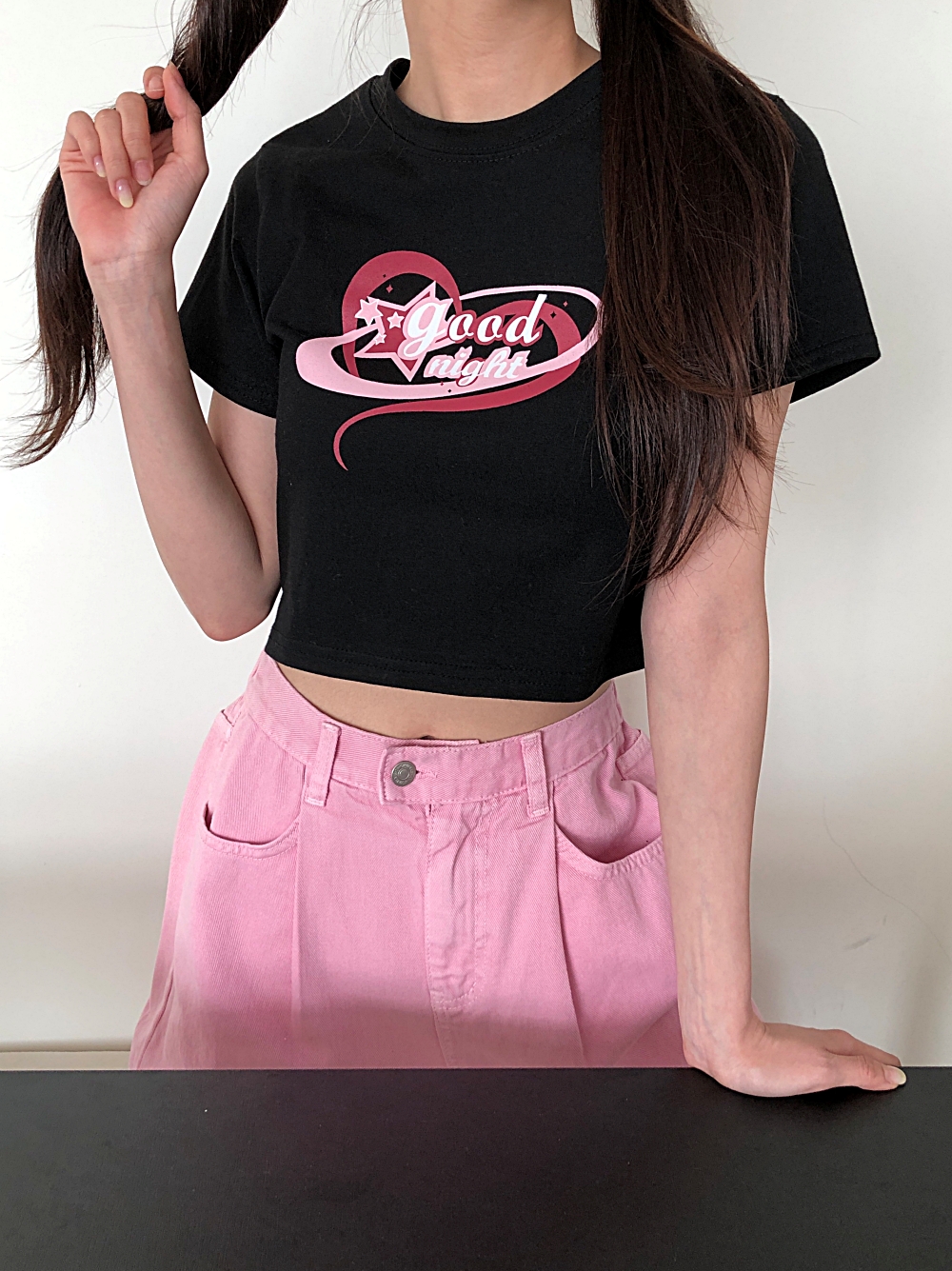 good nightハート半袖Tシャツ・p009471