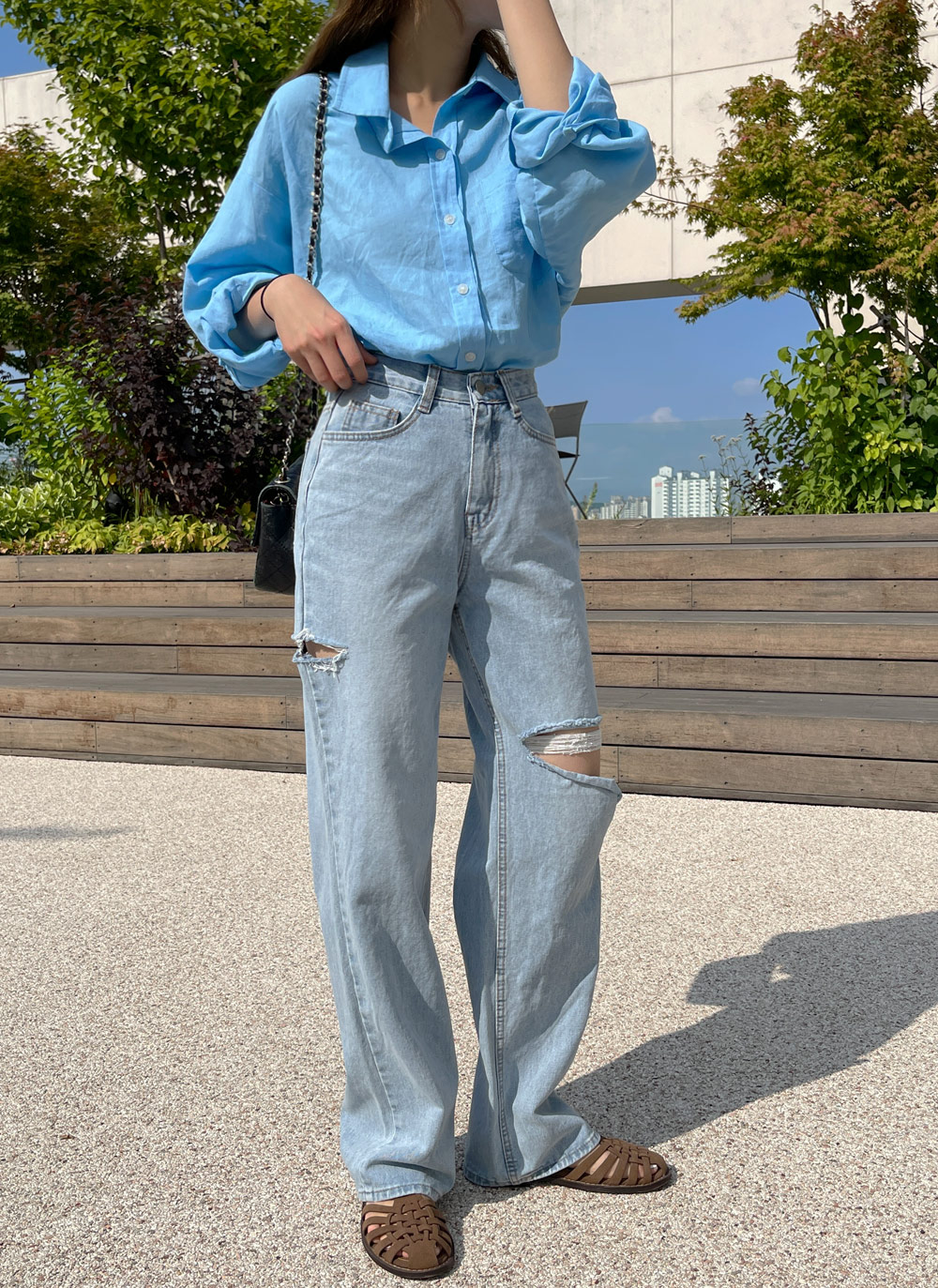 ワイドダメージデニムパンツ | レディースファッション通販 - DHOLIC