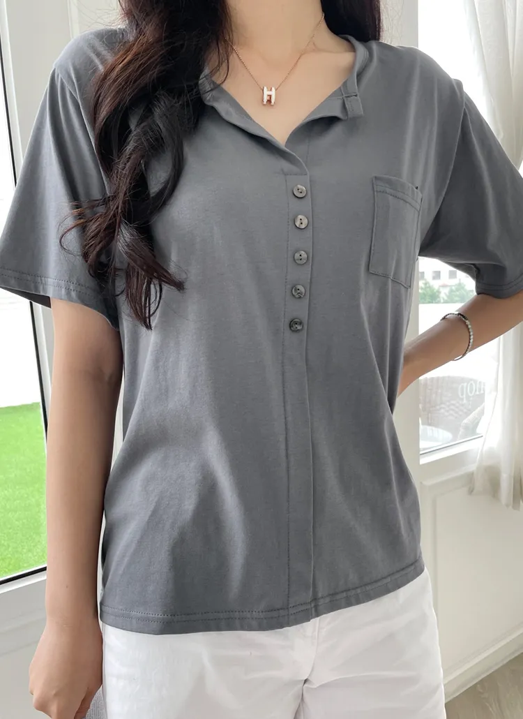ワンポケボタンライン半袖Tシャツ | lusida | 詳細画像1