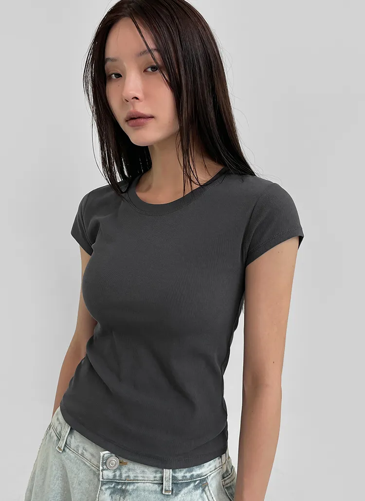 キャップスリーブリブTシャツ | blackup | 詳細画像1