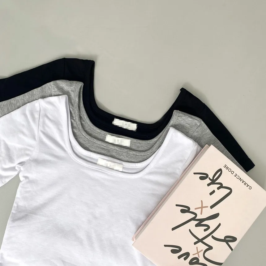 スクエアネッククロップド無地半袖Tシャツ | lilisense | 詳細画像19