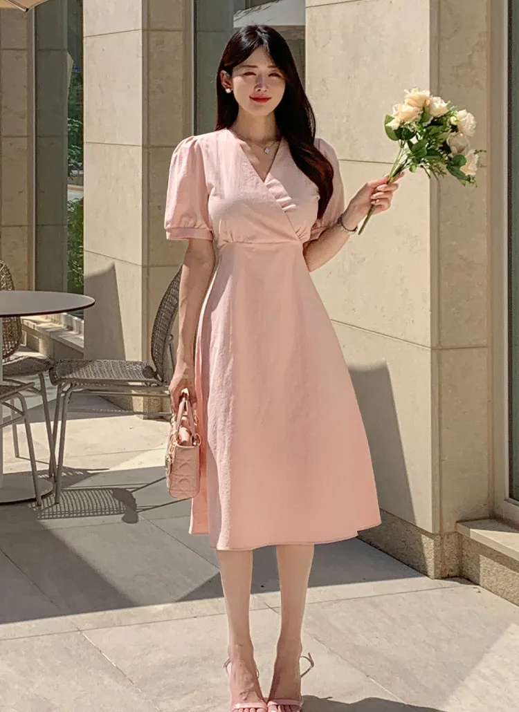 Vネックパフリボンフレアワンピース | highclassic | 詳細画像1