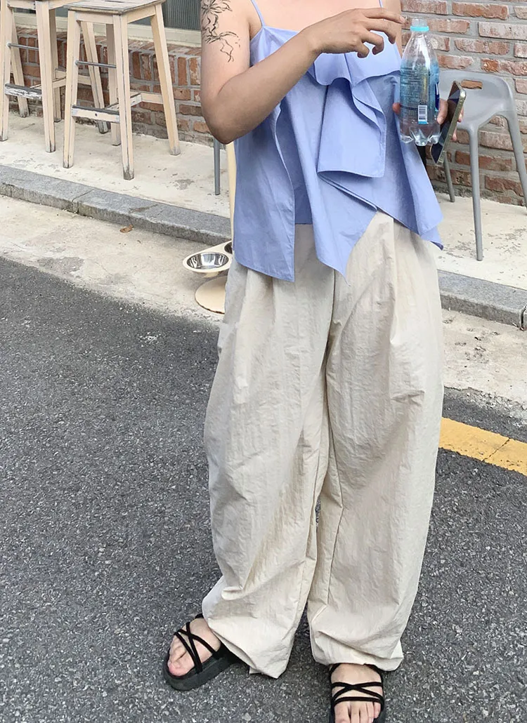 ワンピンタックナイロンワイドパンツ | afterchitchat | 詳細画像1