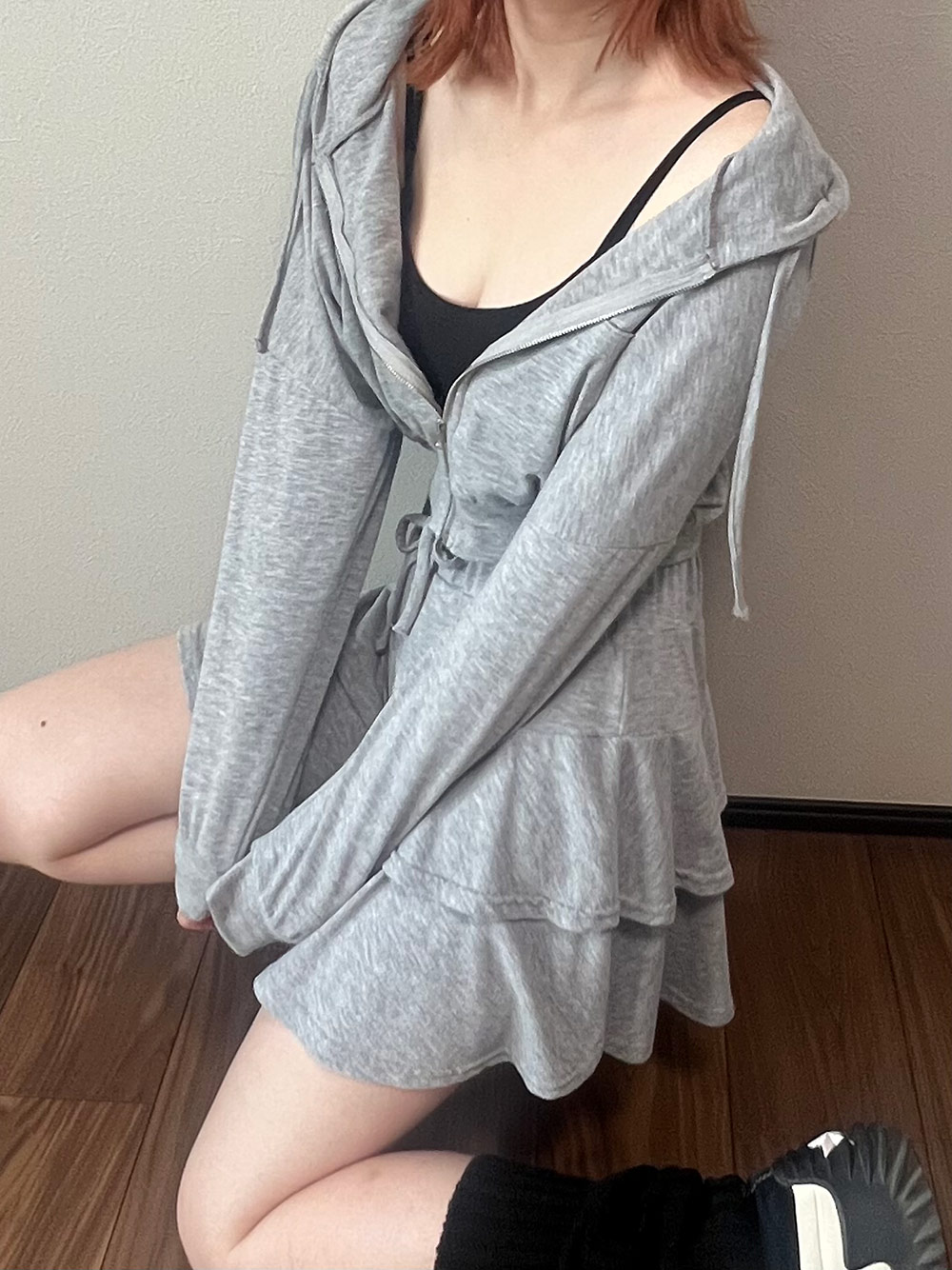 クロップドパーカー&スカートパンツセットアップ | レディース