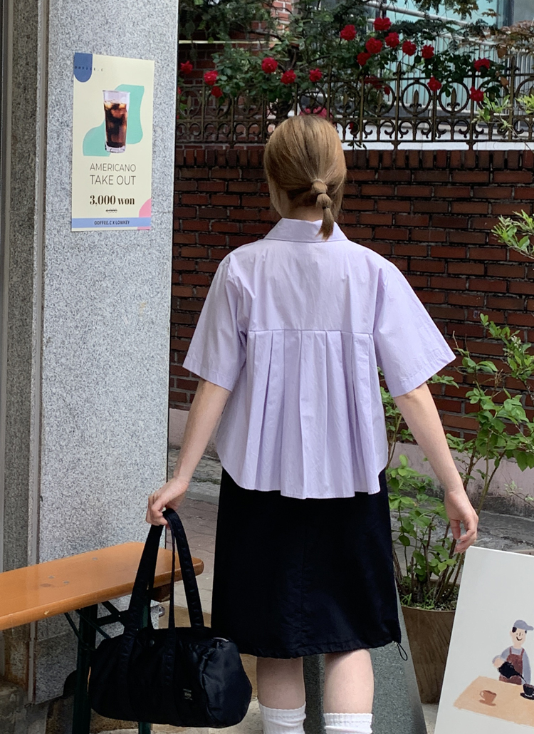 バックプリーツ半袖シャツブラウス | レディースファッション通販 - DHOLIC