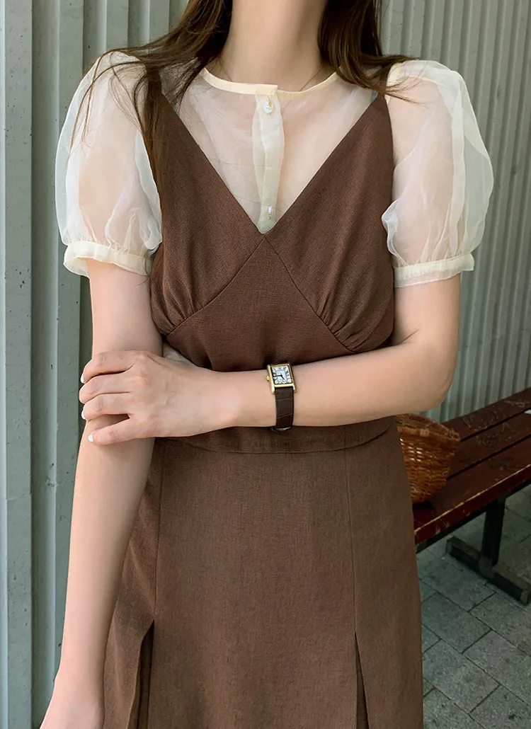 シースルーパフスリーブブラウス | レディースファッション通販 - DHOLIC 