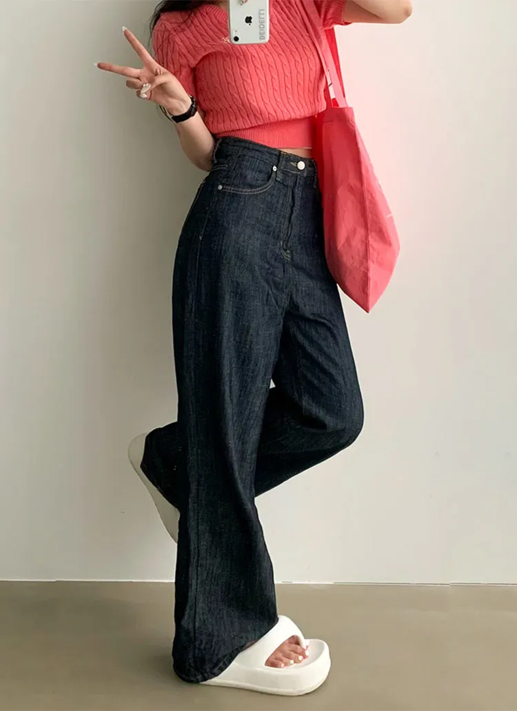 リネン風ワイドデニムパンツ | beidelli | 詳細画像1