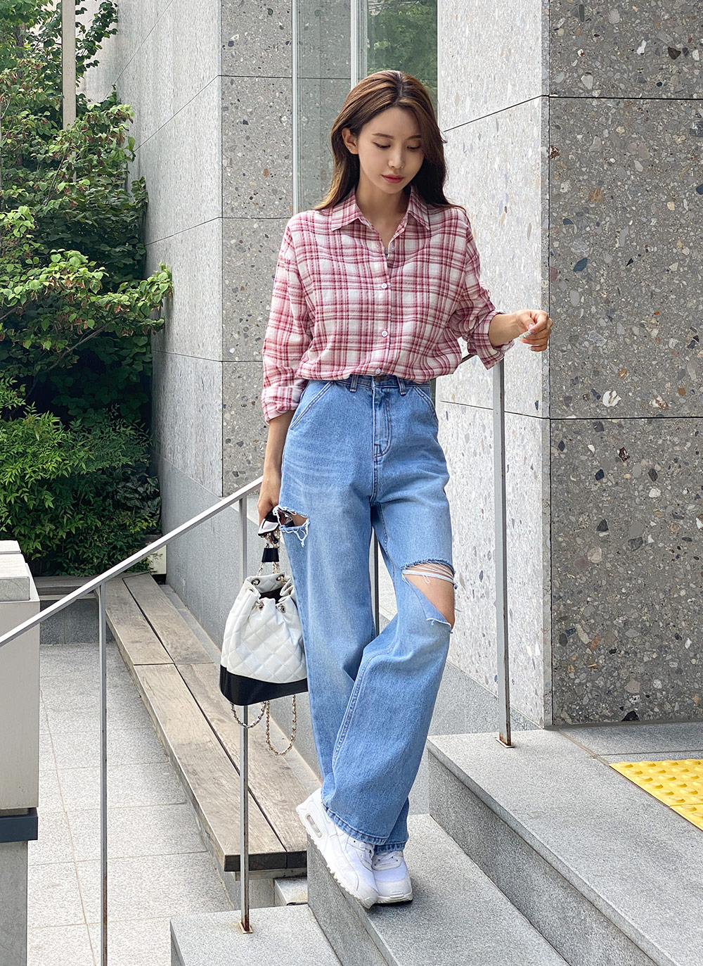 ダメージスリットワイドデニムパンツ | レディースファッション