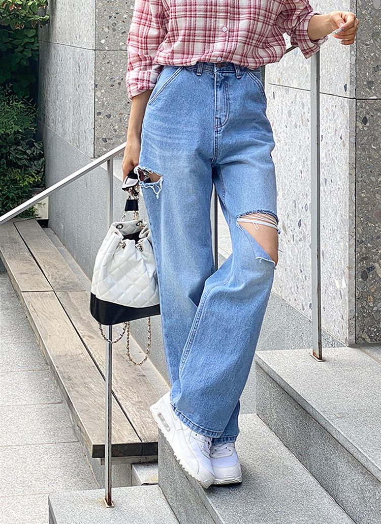 HESNTLS ダメージデニムパンツ ライトブルー HESNTLS ダメージデニムパンツ ライトブルー - メルカリ