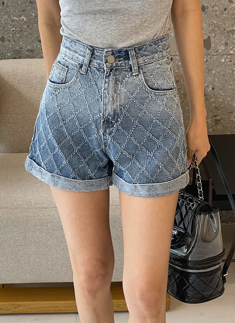 ダイヤテクスチャーデニムショートパンツ | DHOLIC | 詳細画像1