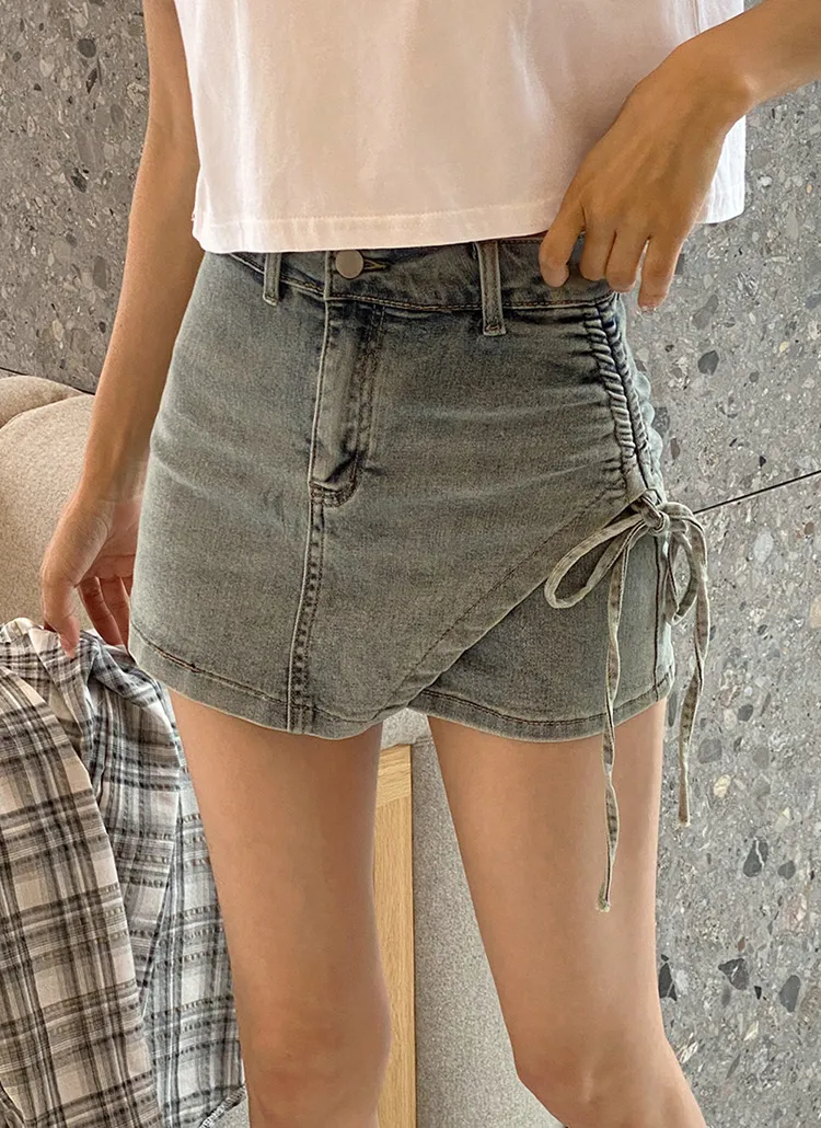 ストリングスカートショートデニムパンツ | DHOLIC | 詳細画像1