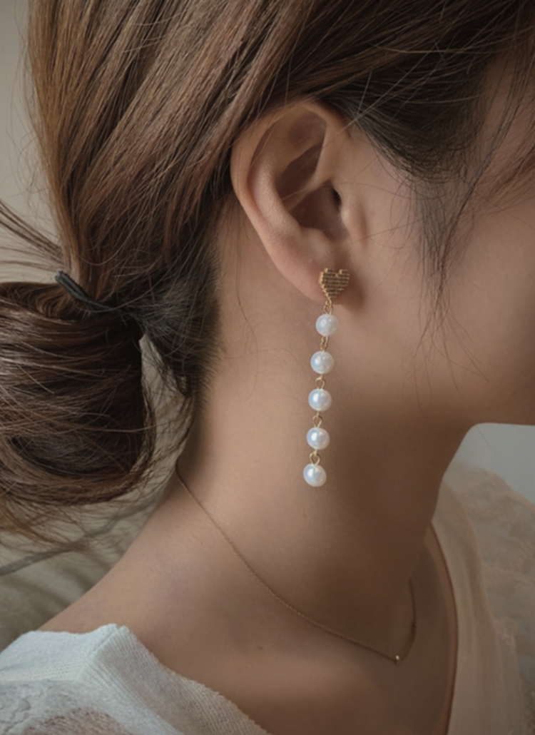 ハートエコパールドロップピアス | レディースファッション通販 - DHOLIC