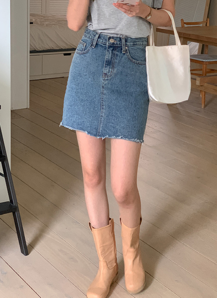 カットオフデニムミニスカート | レディースファッション通販 - DHOLIC