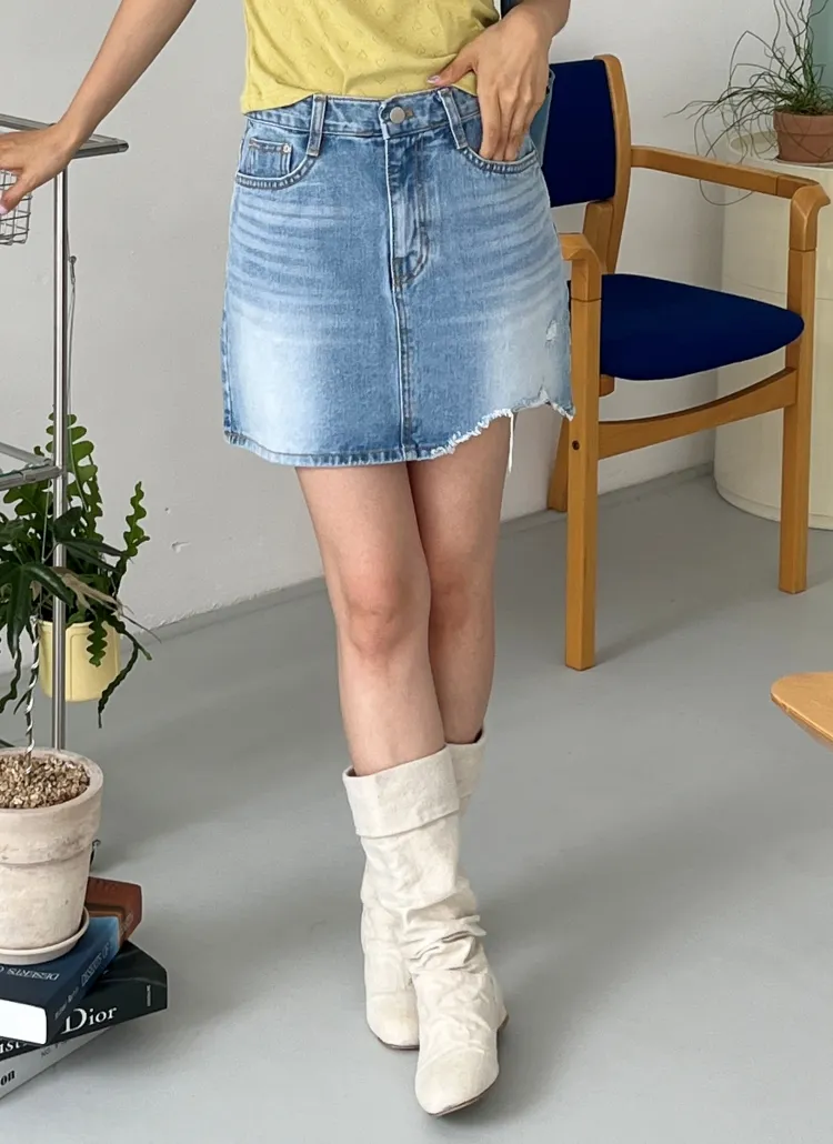 ダメージAラインデニムミニスカート | レディースファッション通販  