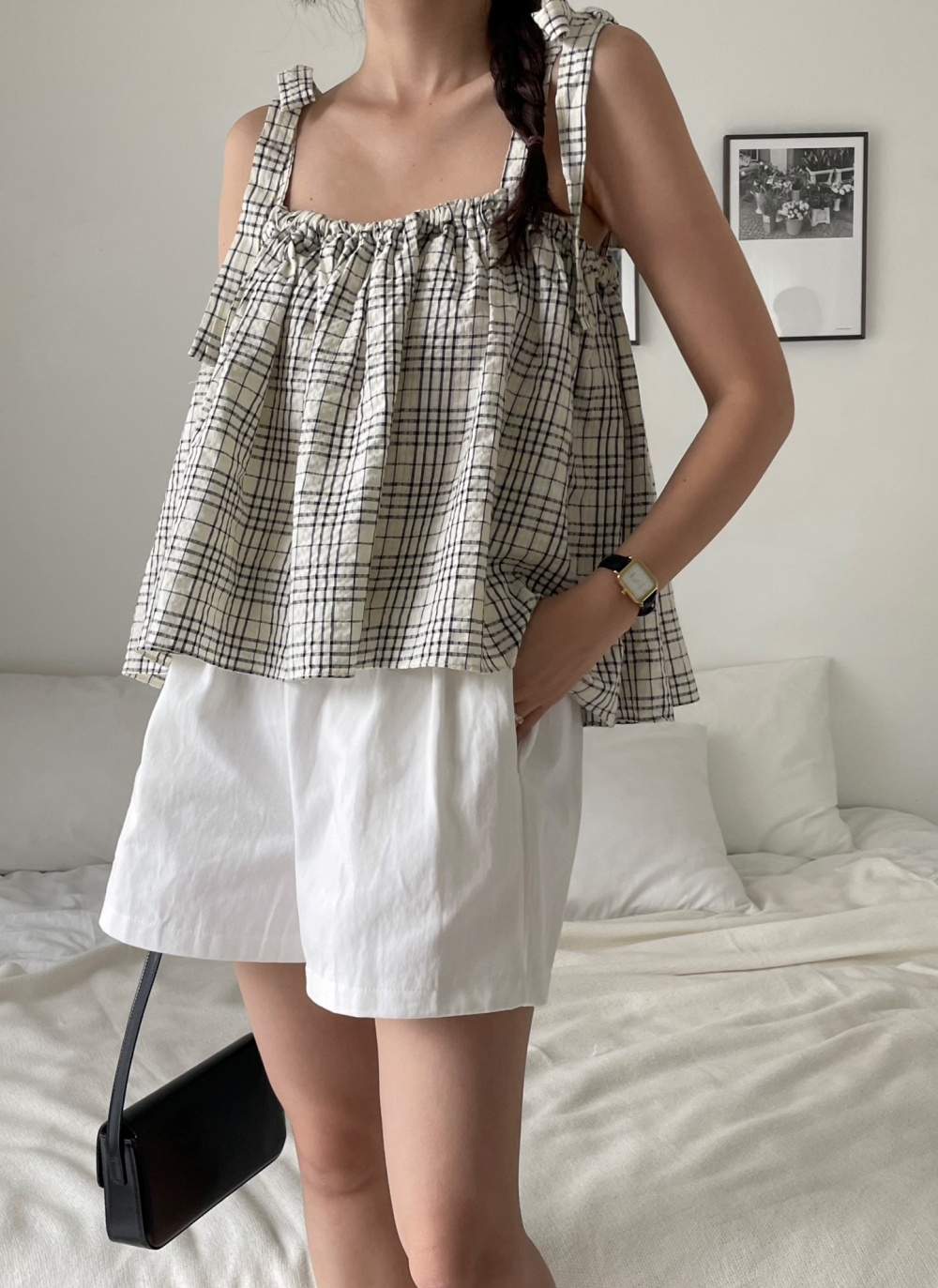 チェックリボンフレアノースリーブ | レディースファッション通販 - DHOLIC