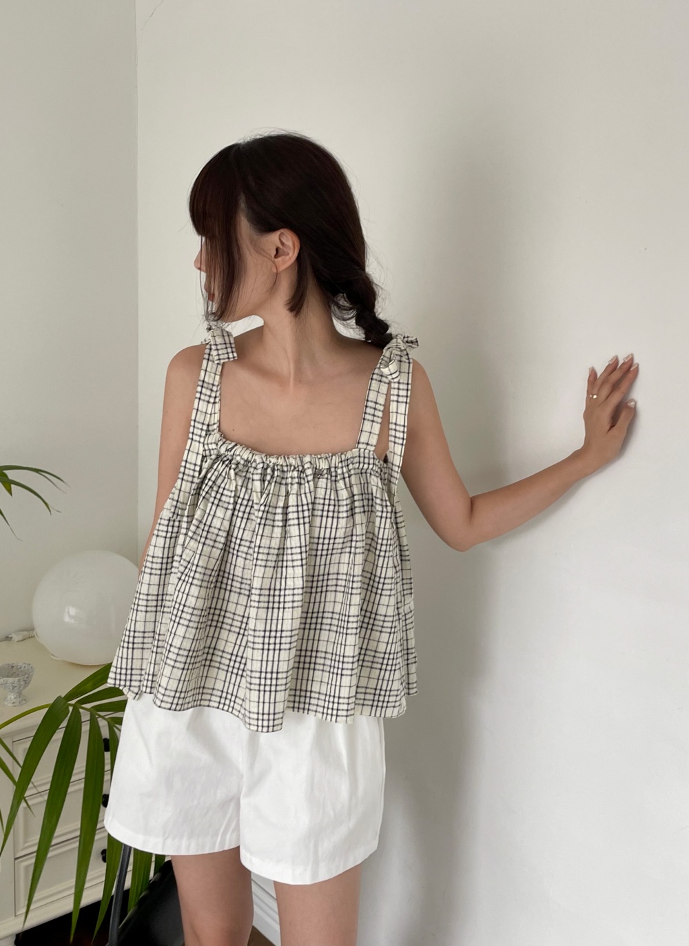 チェックリボンフレアノースリーブ | レディースファッション通販 - DHOLIC