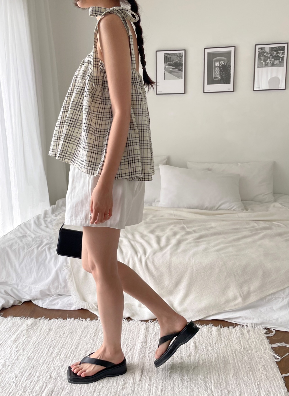 チェックリボンフレアノースリーブ | レディースファッション通販 - DHOLIC