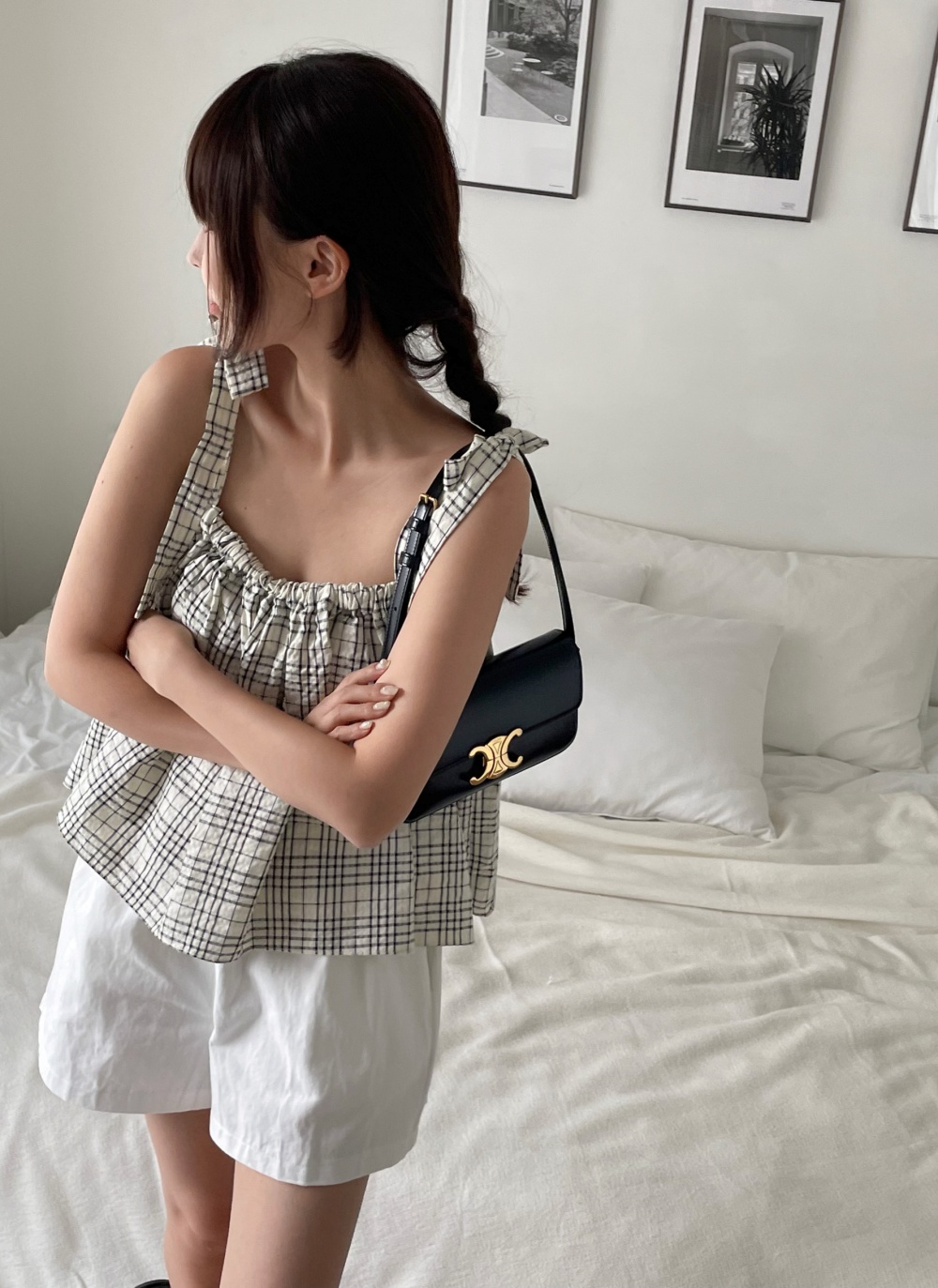 チェックリボンフレアノースリーブ | レディースファッション通販 - DHOLIC