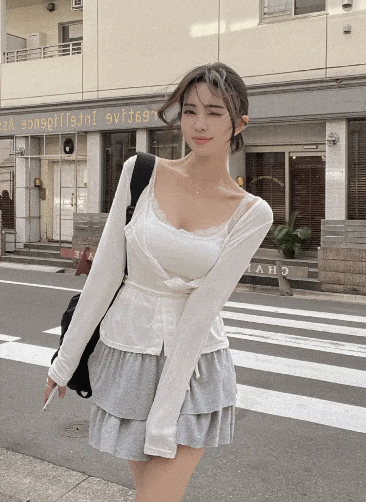 ストラップ付長袖カーディガン | lovesomeone | 詳細画像1