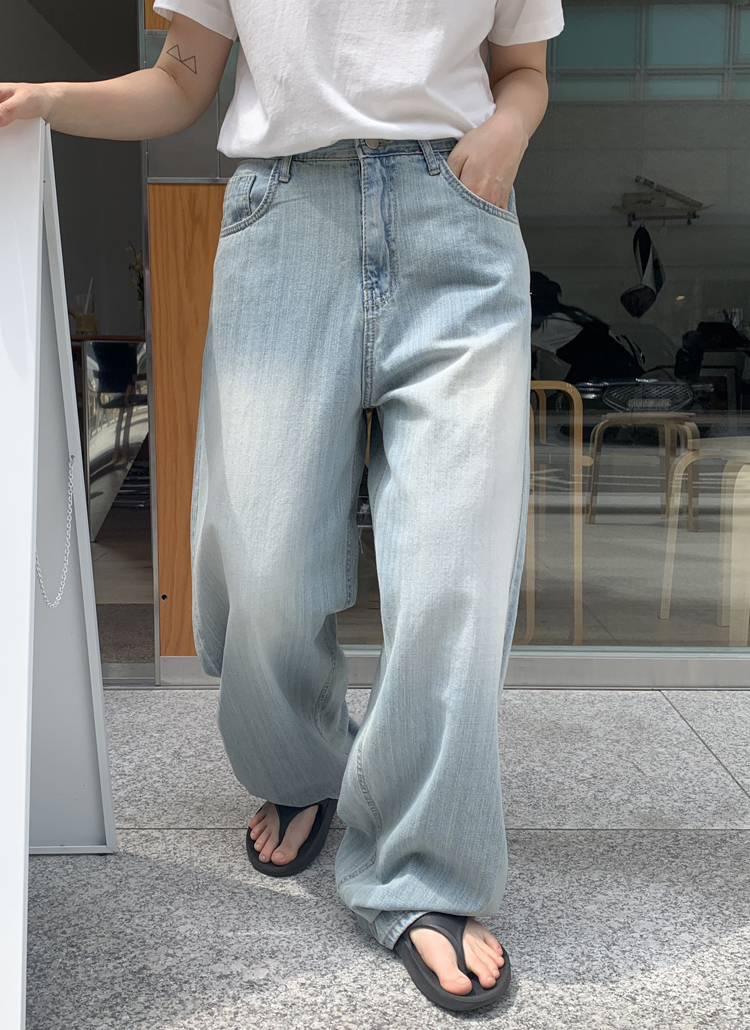 サマーウォッシングワイドデニムパンツ | レディース