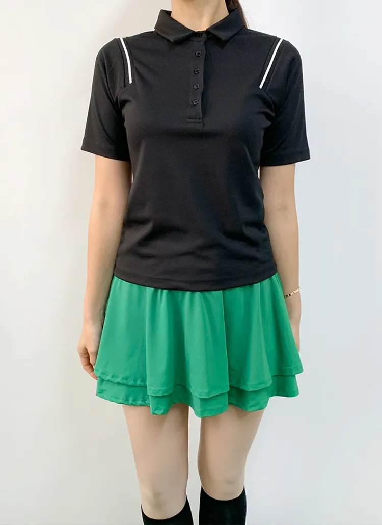 配色ショルダーラインポロカラーTシャツ | voer | 詳細画像1