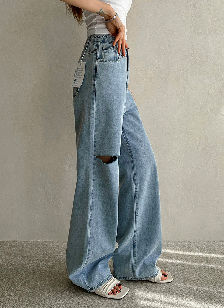 NORMA KAMALI 24AW パンツ ブルー系 高身長向けサマーカットワイドデニムパンツ | レディース