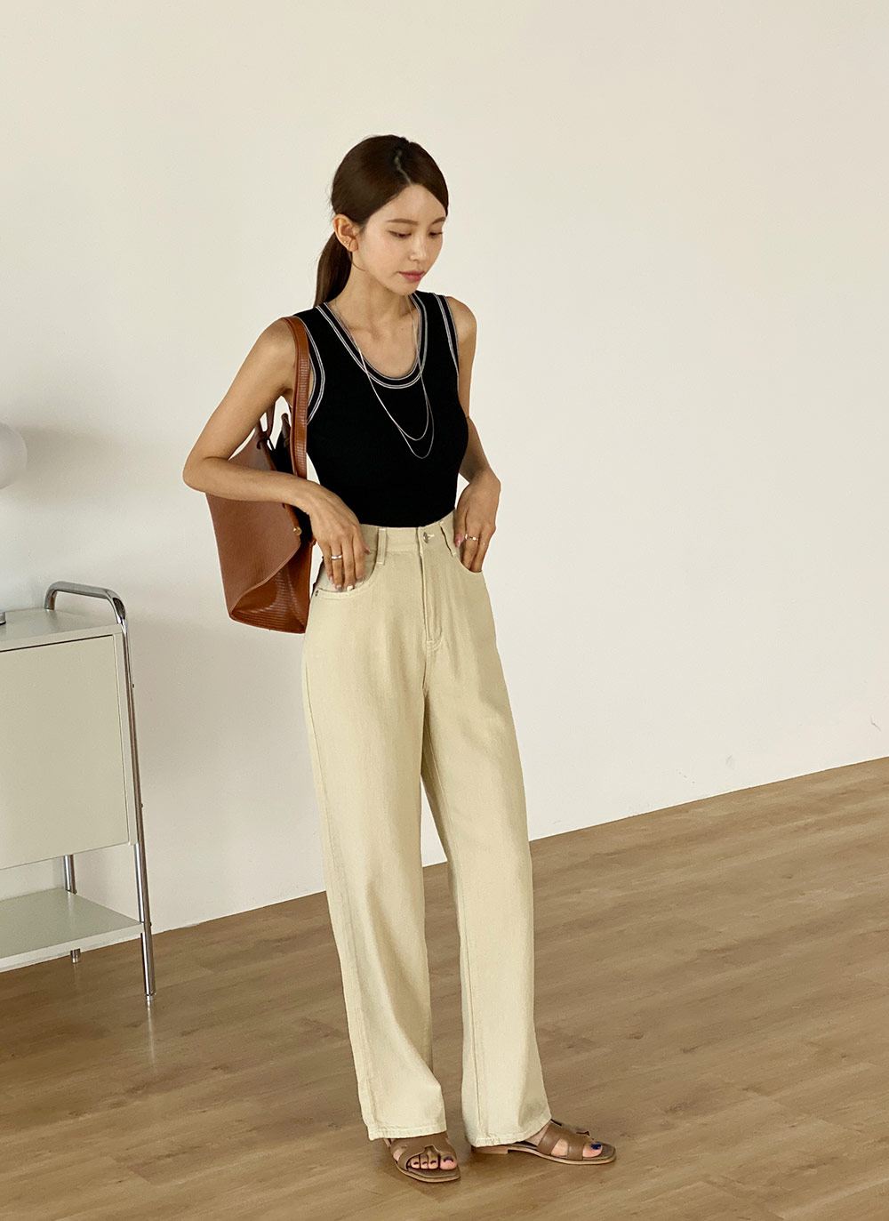 Uネック配色ニットノースリーブ | DHOLIC | 詳細画像2