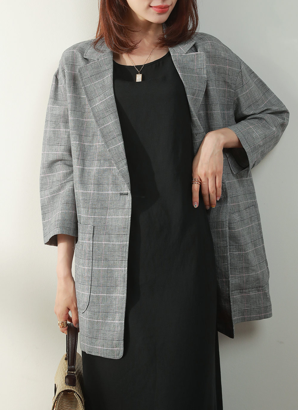 qualite｜【セットアップ対応】リネングレンチェックジャケット