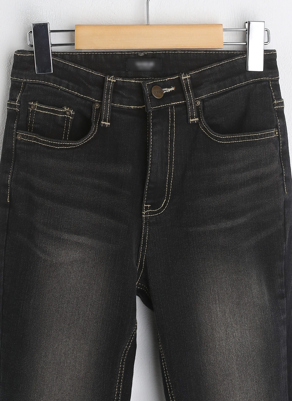 ステッチブラックフレアデニムパンツ | レディースファッション通販