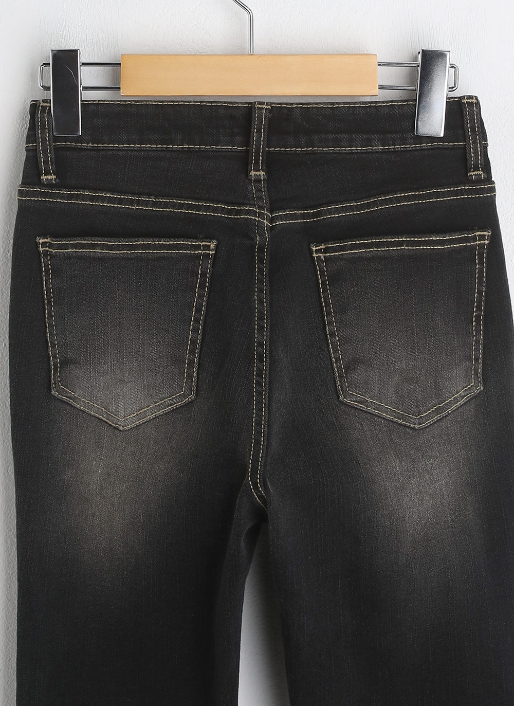 ステッチブラックフレアデニムパンツ | レディースファッション通販