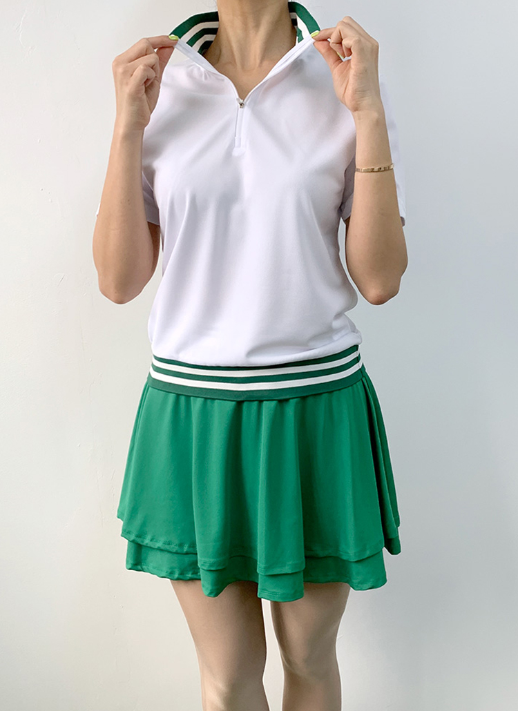 ハーフジップ配色ラインロゴTシャツ | レディースファッション通販