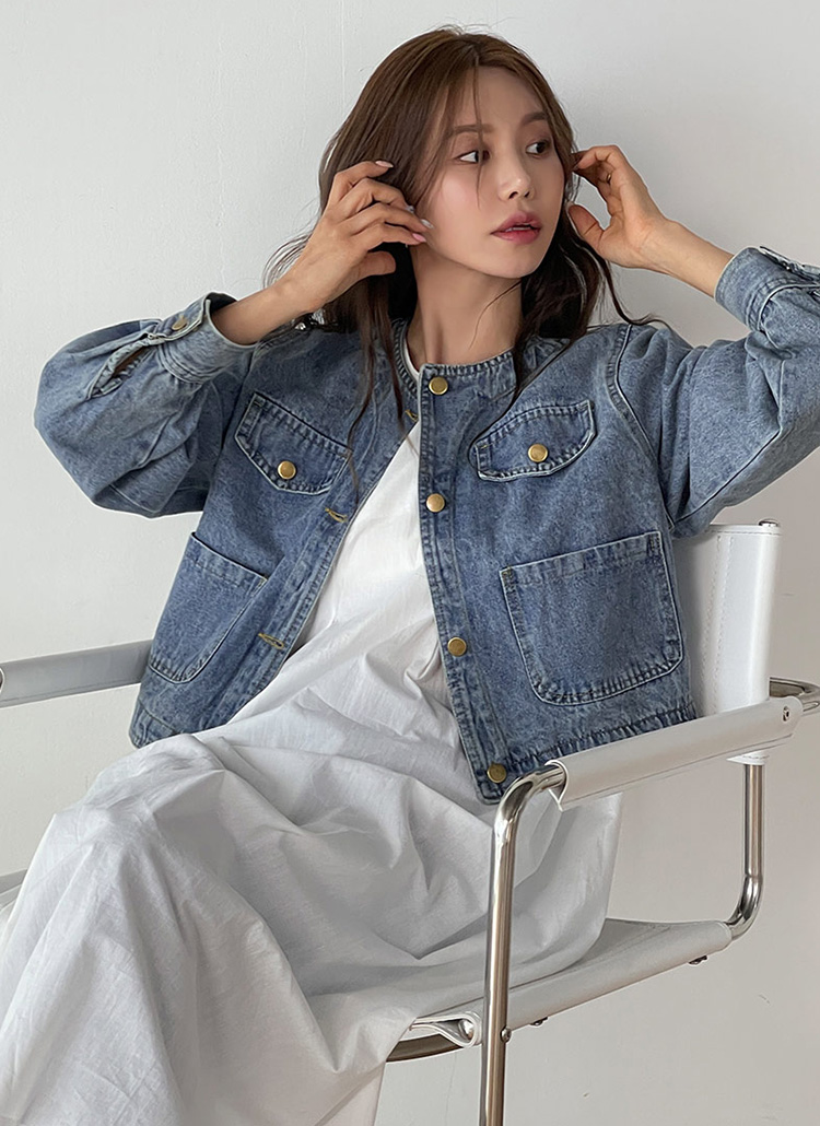 loungedress ノーカラーデニムジャケット ノーカラーデニムジャケット | レディースファッション通販 - DHOLIC