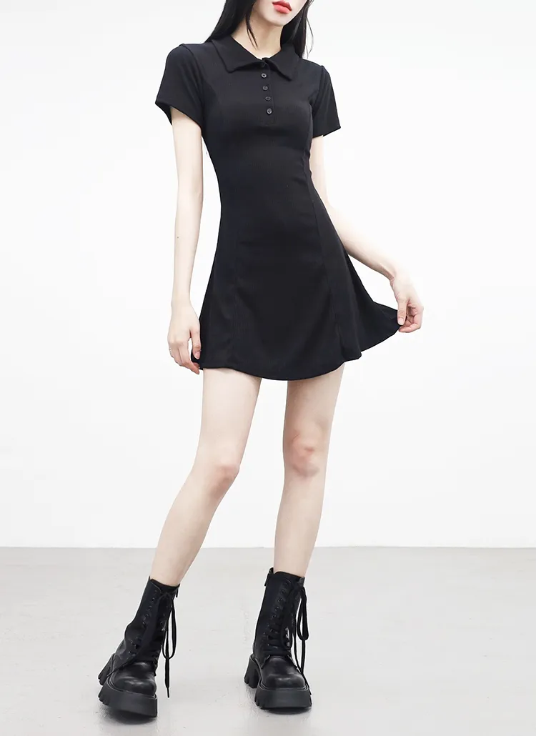 ハーフボタンフレアカラーワンピース | レディースファッション通販  