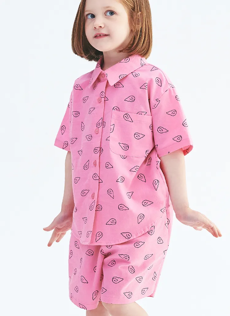 くもパターン半袖シャツ&ハーフパンツSET(ピンク) | 詳細画像1
