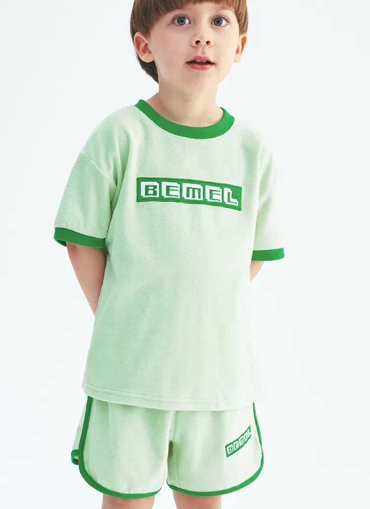 配色ロゴパイル地半袖Tシャツ&ハーフパンツSET(グリーン) | 詳細画像1