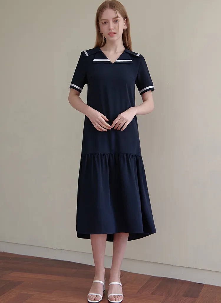ダブルセーラー配色ワンピース(NAVY) | 詳細画像1