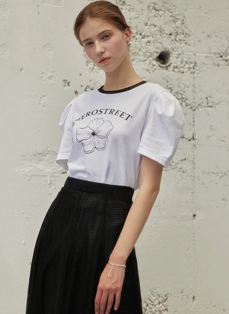 フラワーパフ配色Tシャツ(BLACK) |  | 詳細画像1