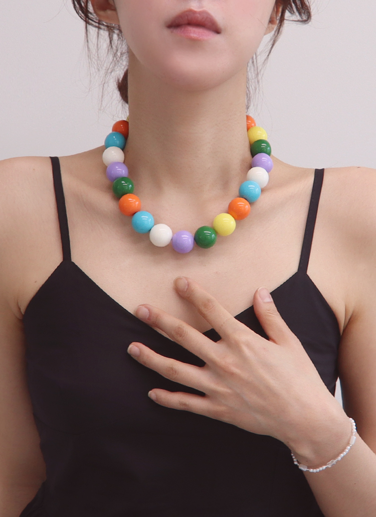 カラフルビッグボールネックレス | レディースファッション通販 - DHOLIC