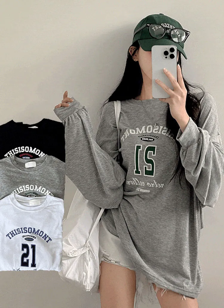 ナンバリングルーズ長袖Tシャツ | creamsugar | 詳細画像1